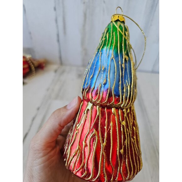 Vintage Virgin Mary Jerusalem Bethlehem grilled glitter glass ornament Xmas tree - Picture 5 of 11